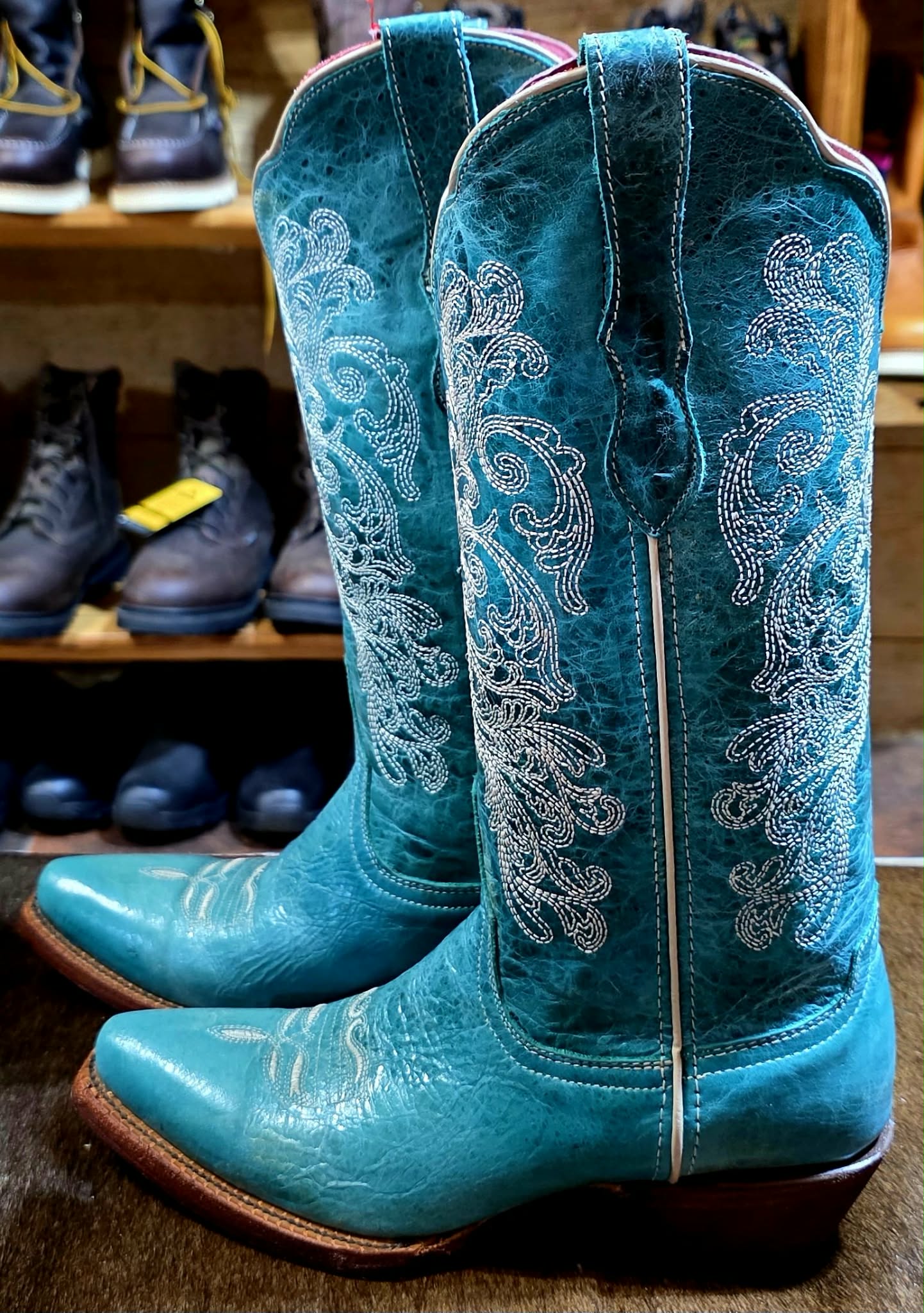 Ferrini Women's Southern Charm Turquoise Cowgirl Boot - Snip Toe