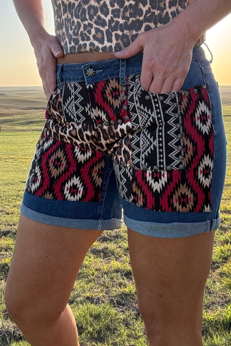Sterling Kreek Patched Up Shorts (Leopard Long)