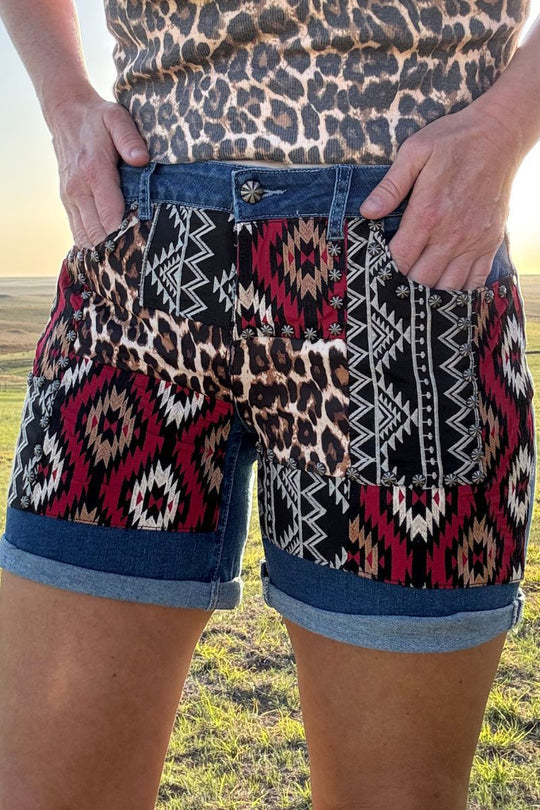 Sterling Kreek Patched Up Shorts (Leopard Long)
