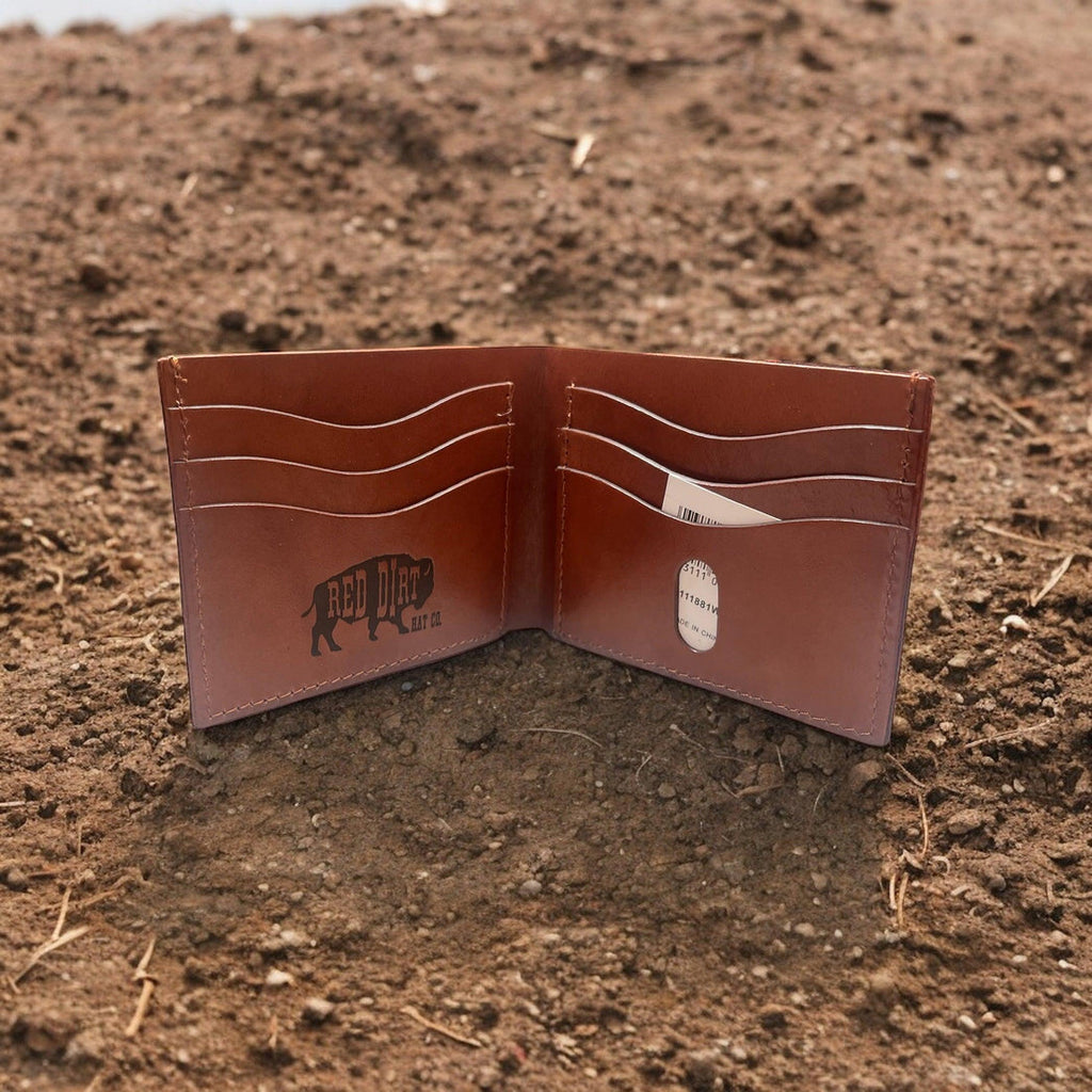 Red Dirt Hat Co. Brown Laced Southwest Medallion Leather Bi-Fold Wallet