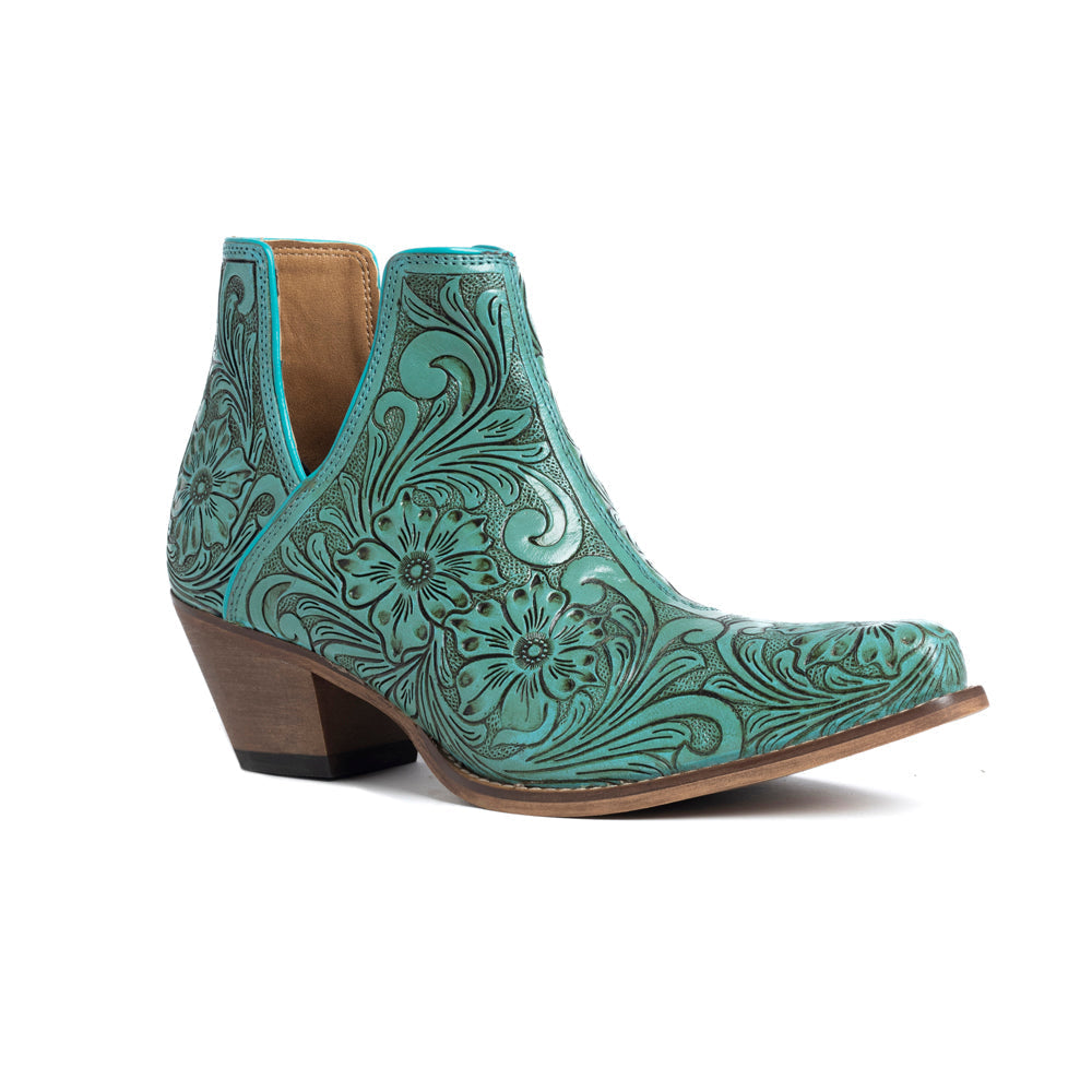 MYRA Women's High Mesa Hand-Tooled Booties (Turquoise)