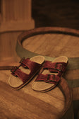 Myra Falling Feather Red Tooled Leather Sandals for Women