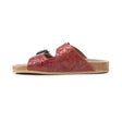 Myra Falling Feather Red Tooled Leather Sandals for Women
