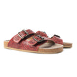 Myra Falling Feather Red Tooled Leather Sandals for Women
