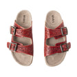 Myra Falling Feather Red Tooled Leather Sandals for Women