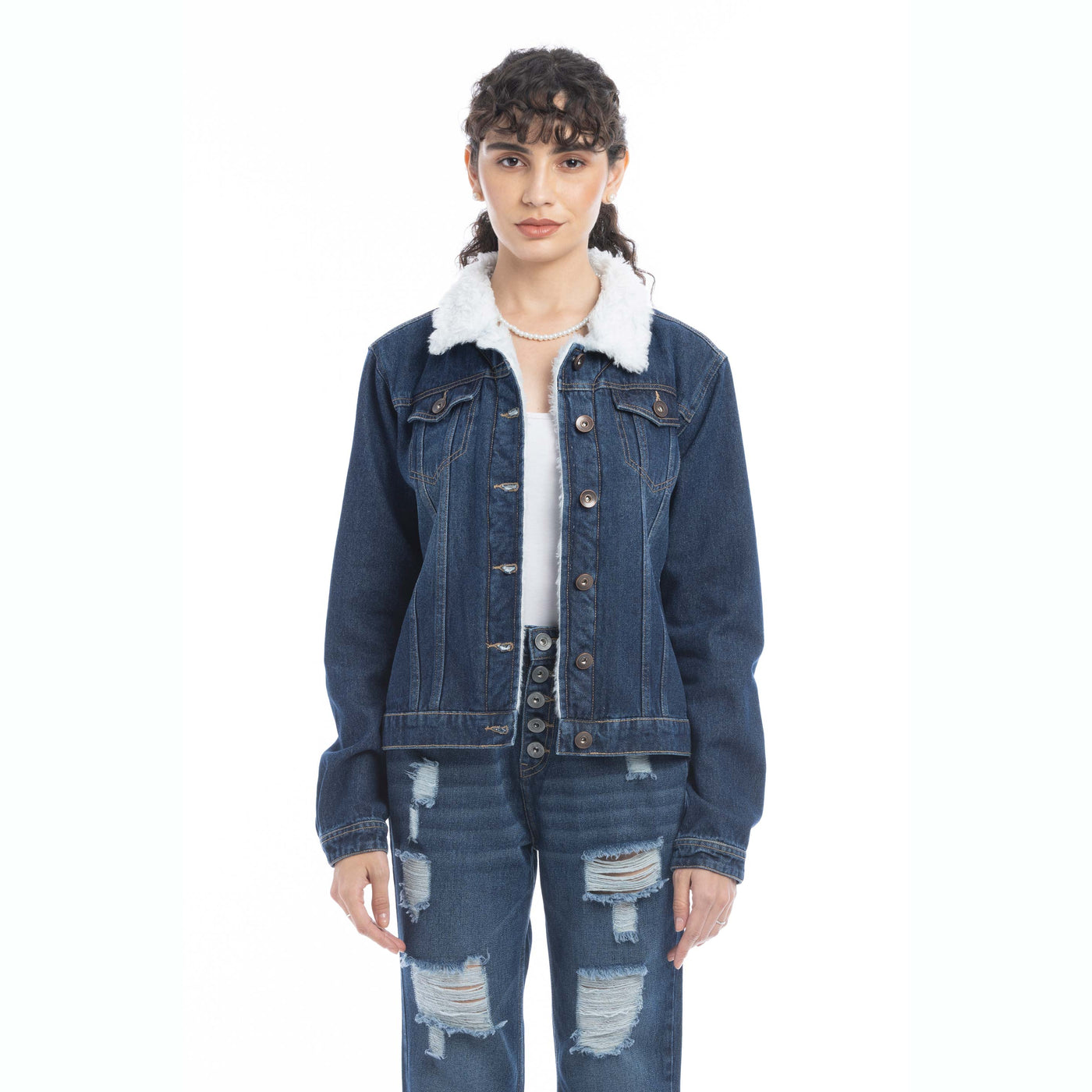 Myra Denim Jacket with Faux Fur Trim