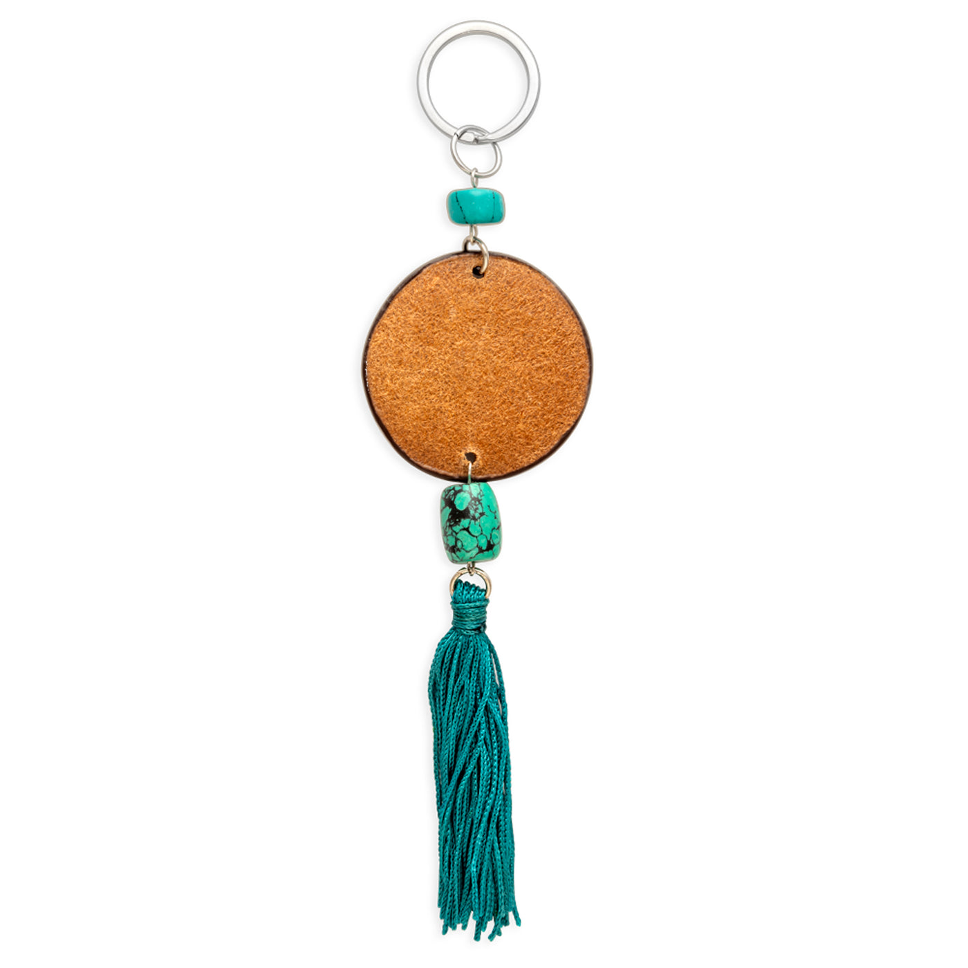 MYRA Turquoise Bloom Sunflower Elegance Hand-Tooled Key Fob