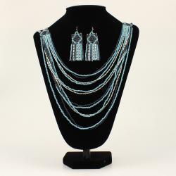 Silver Strike Layered Beaded Blue Necklace & Earrings Set