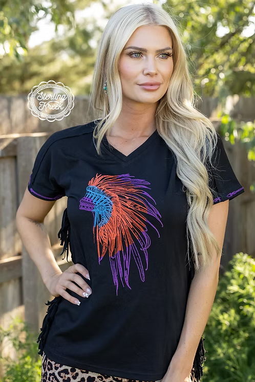 Sterling Kreek Cherokee Nation Embroidered Women's Top