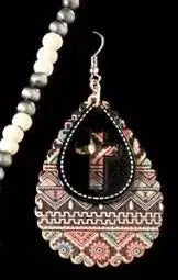 Silver Strike Ladies Western Beaded Cross Cutout Necklace Set