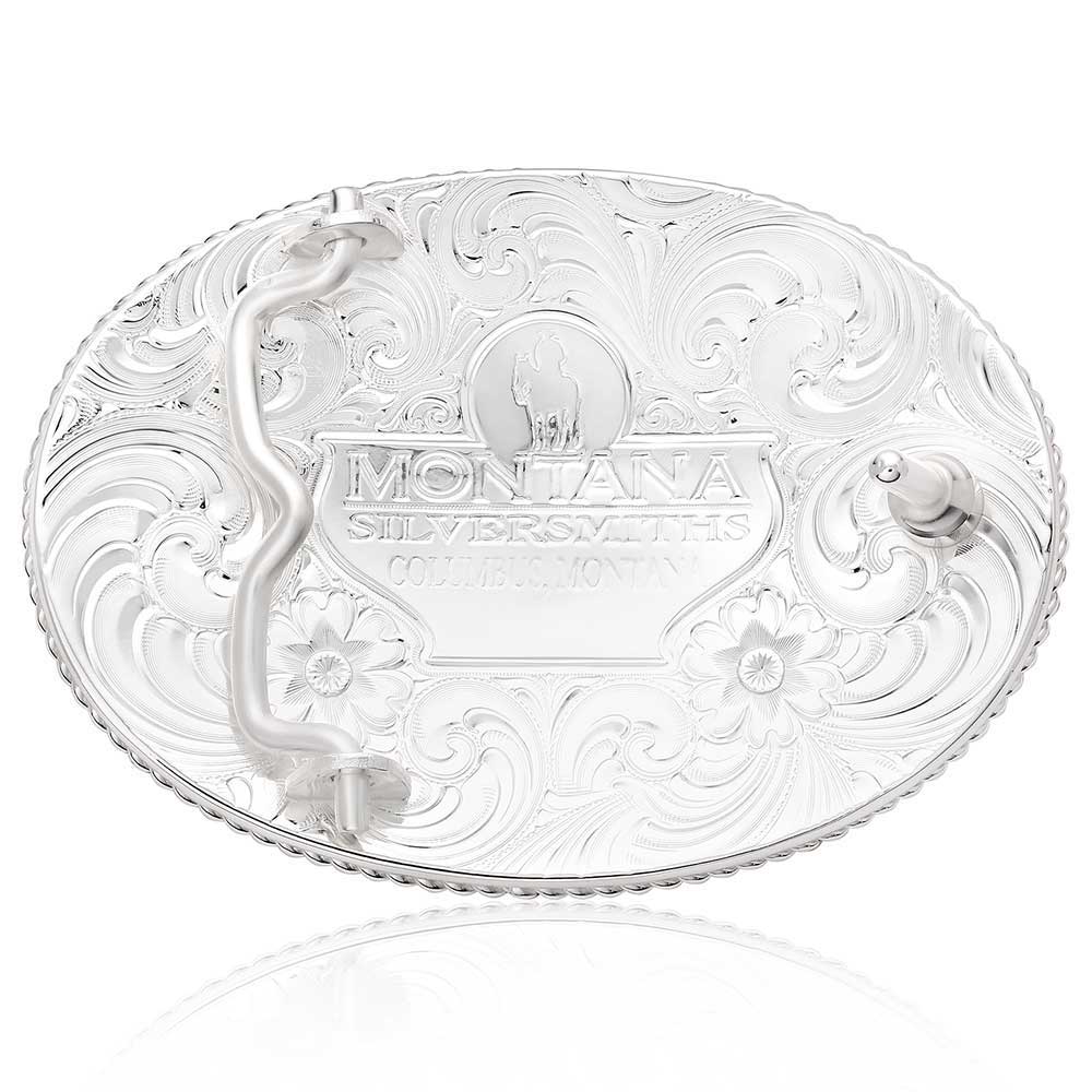 "Rosebud Legacy with Galloping Horse" Montana Silversmiths Belt Buckle
