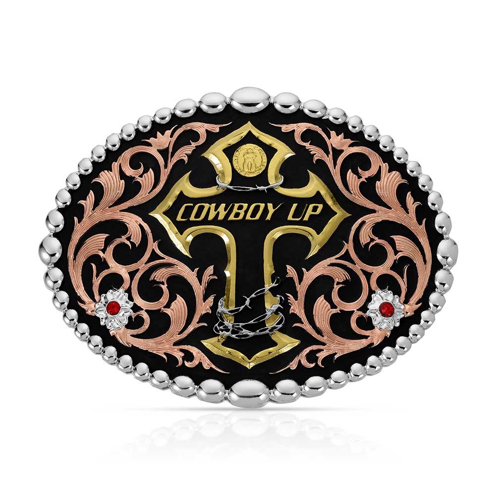 "Tri Color Cowboy Up" Montana Silversmiths Attitudes Collection Belt Buckle