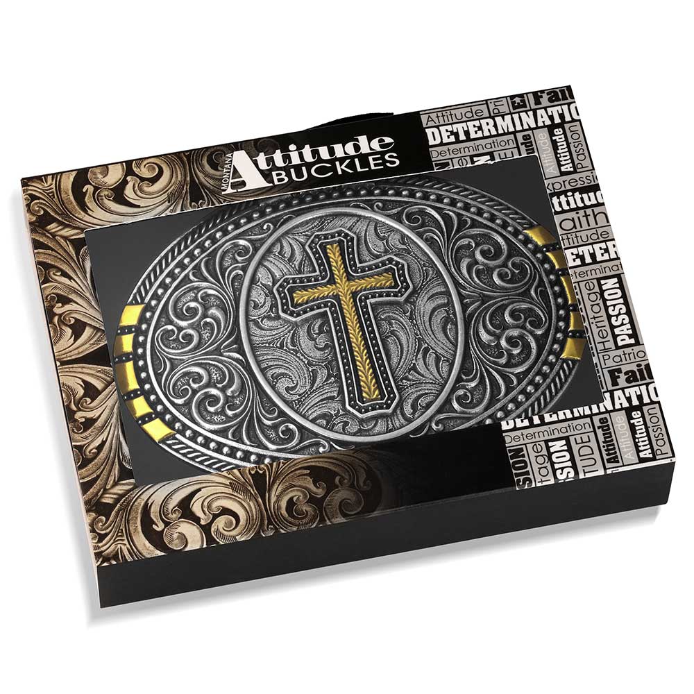 "Established Faith" Montana Silversmiths Attitudes Collection Belt Buckle