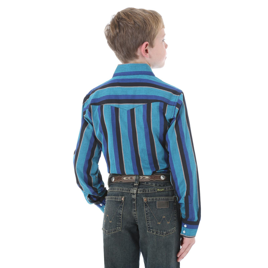 Wrangler Boy's Western Stripe Pearl Snap Shirt