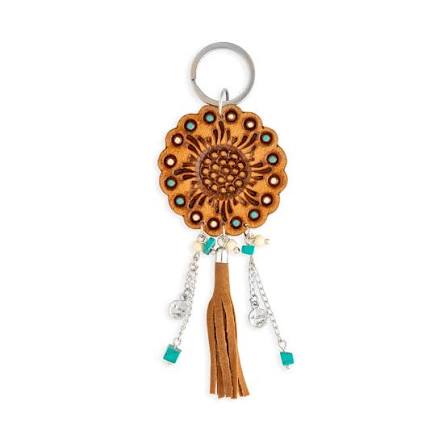 MYRA Radiant Bloom Hand-Tooled Sunflower Key Fob