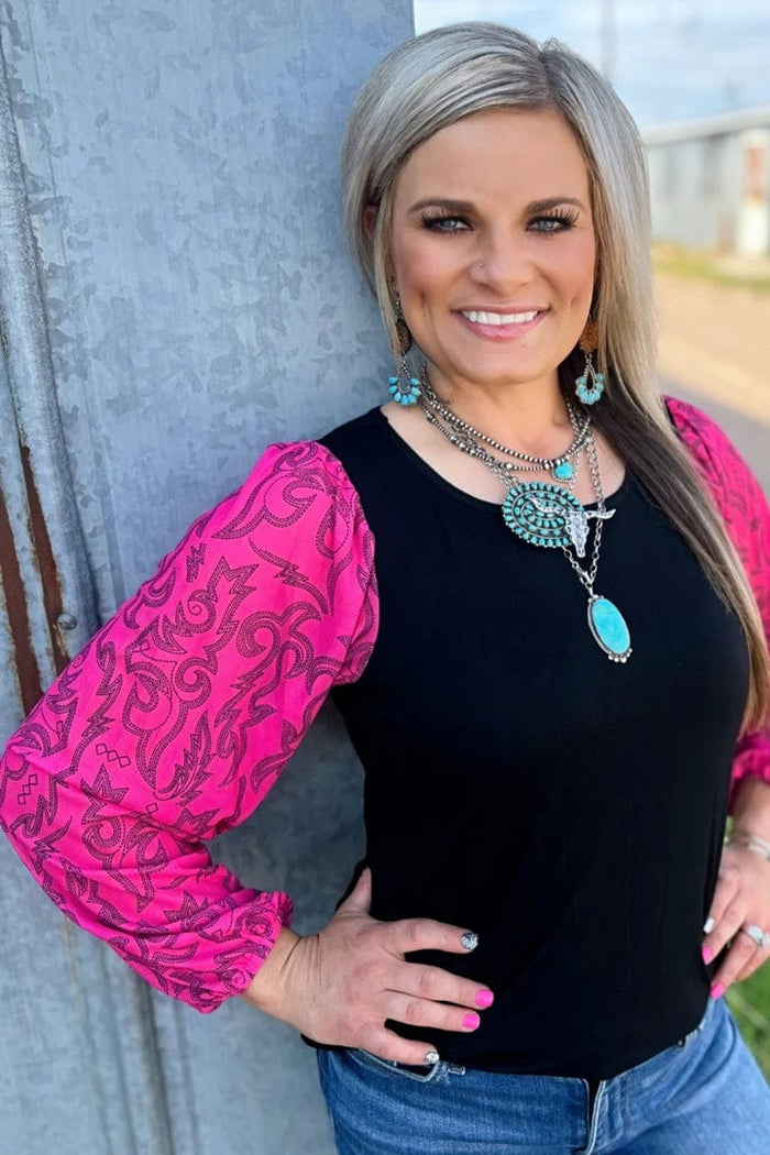 Sterling Kreek Women's Cowgirls Like Us Bubble Sleeve Top