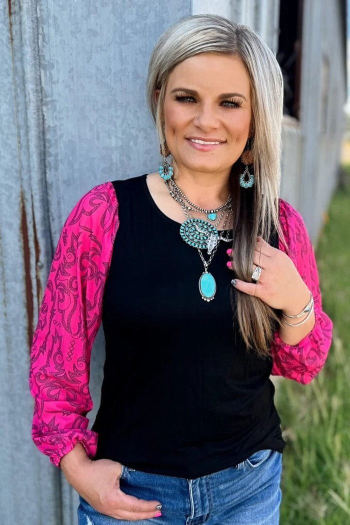 Sterling Kreek Women's Cowgirls Like Us Bubble Sleeve Top