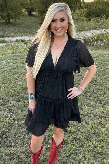 Sterling Kreek Tooled In Black Dress