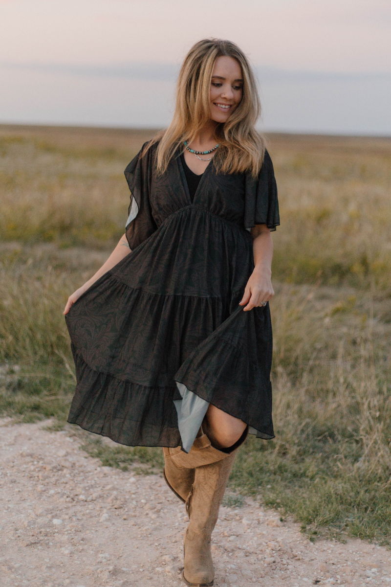 Sterling Kreek Tooled In Black Dress
