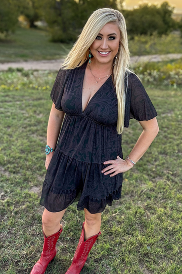 Sterling Kreek Tooled In Black Dress