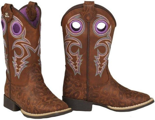 Twister® Girls' Dottie Brown Cheetah Embossed Square Toe Boots