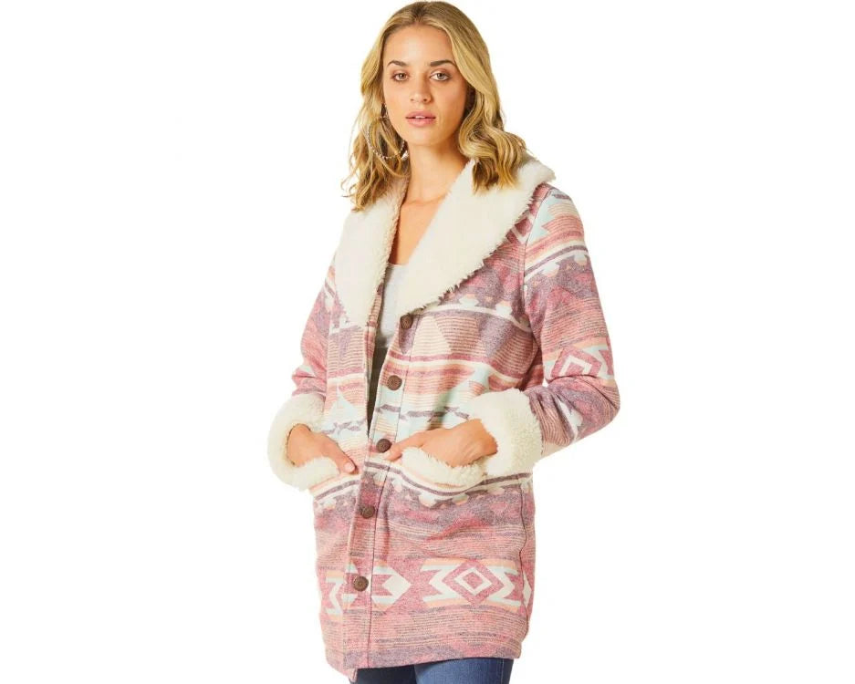 Wrangler® Women's Retro® Southwest Print Coat - Rosa Pink